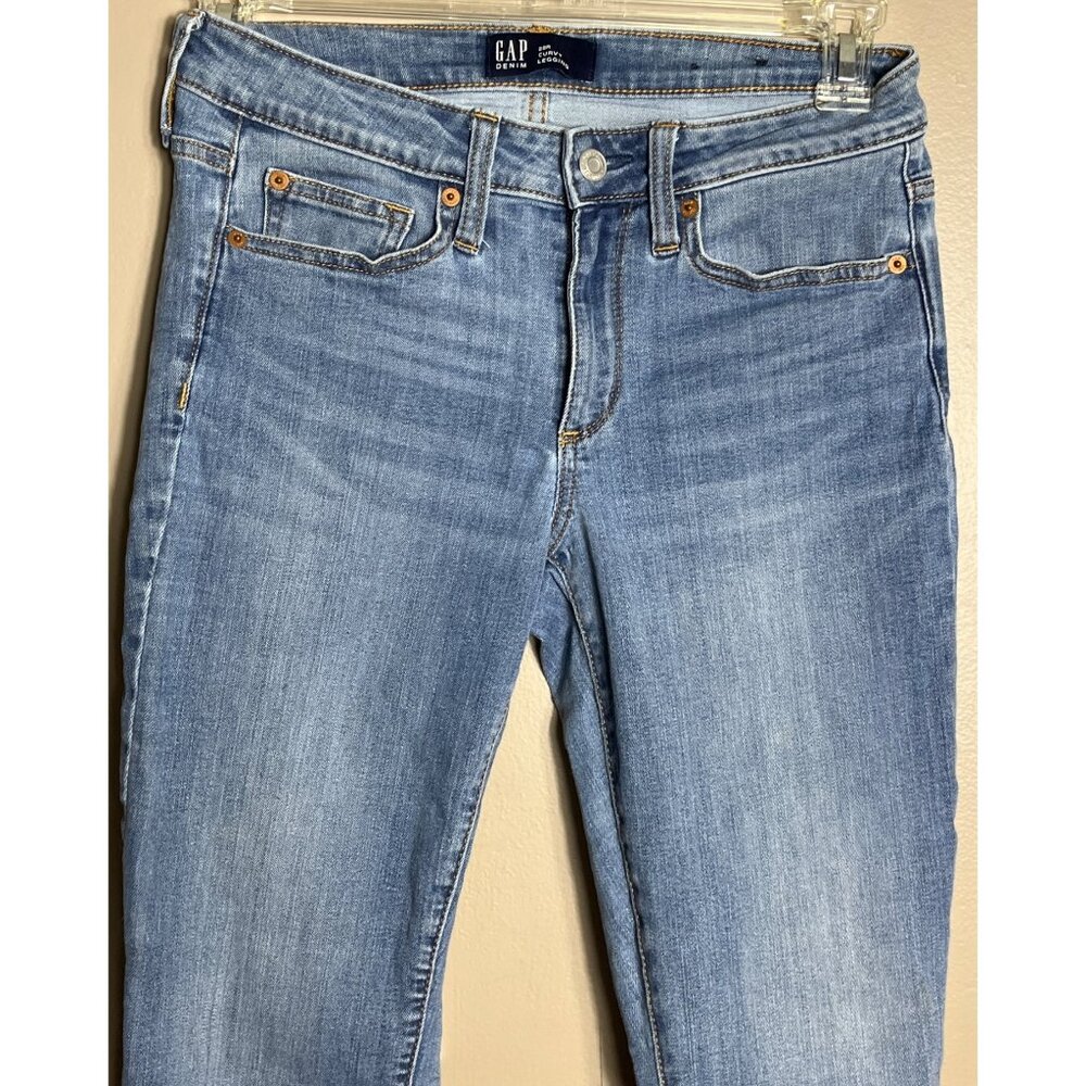 Gap Curvy Jeans Medium Wash Blue Higher Rise Booty Stretch Versatile Women 28R - Picture 4 of 11